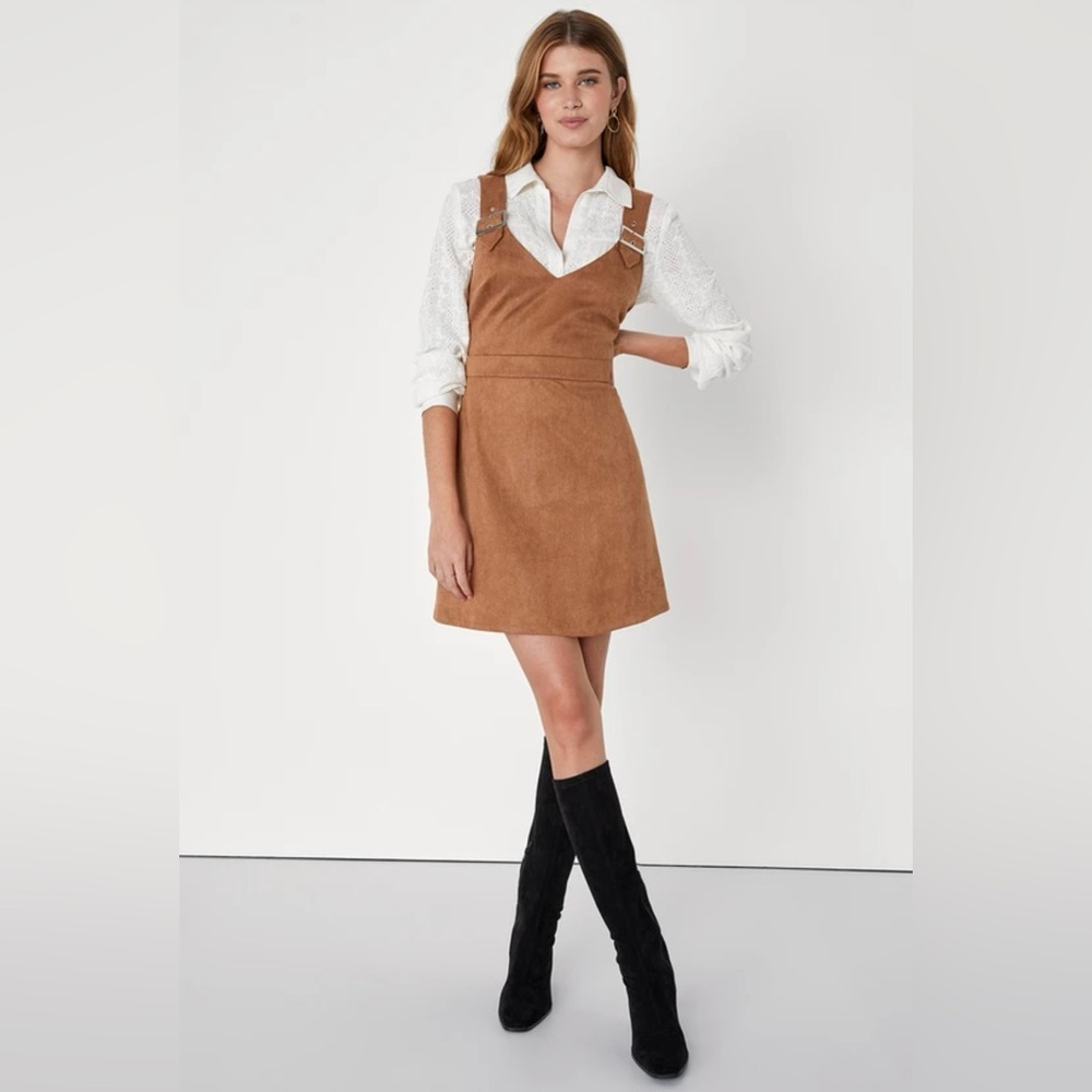 BNWT Brown Twill Buckle Mini Dress